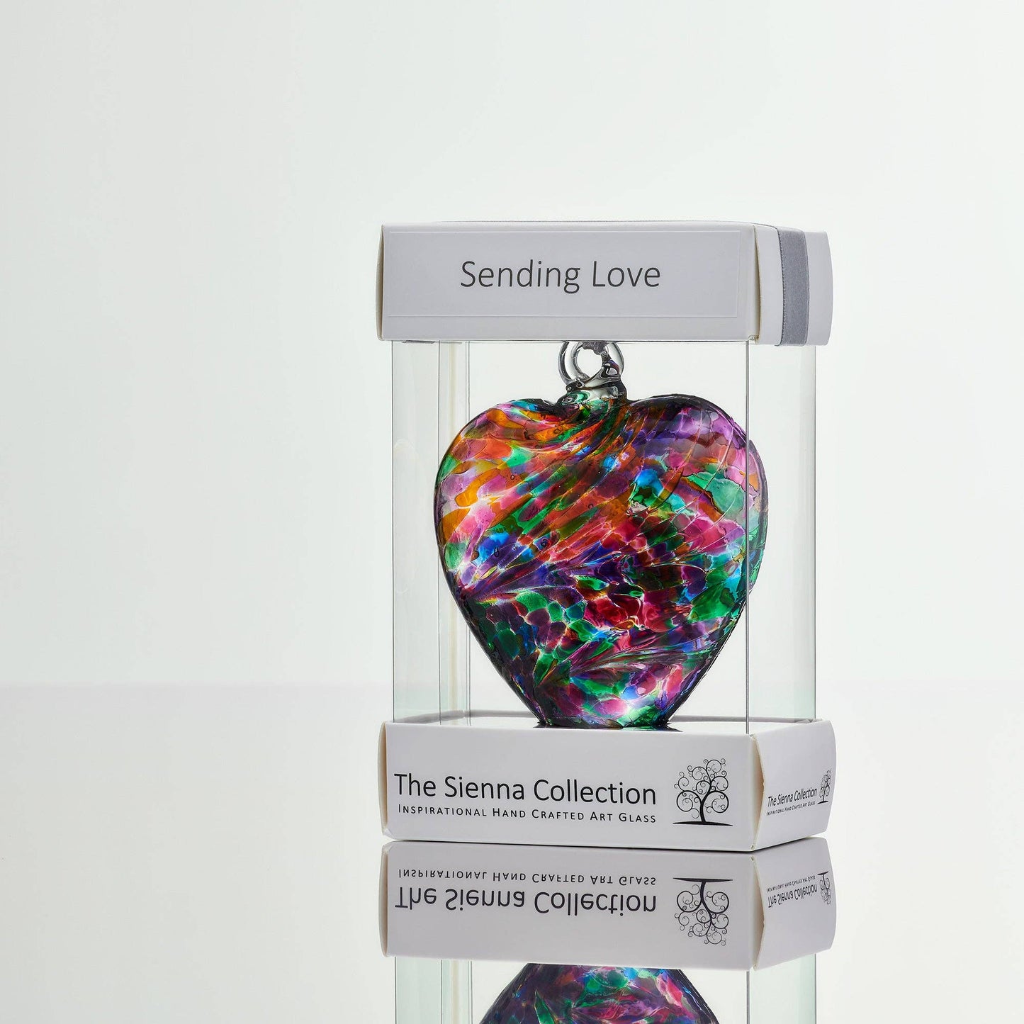 Sienna Glass - 8cm Friendship Heart - Sending Love - Multicoloured Turquoise