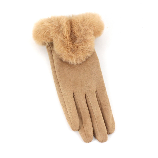 Pretty Persuasions - A24017 Faux Fur Trim Gloves (Velvet-Like): 08 Green