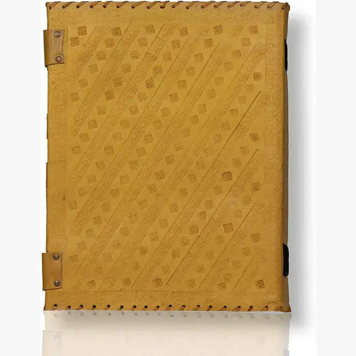 Tuzech Leather - Tuzech Handmade Vintage Seven Chakra Stone Embossed Diary: Brown / 10 x 7 inch / Unlined