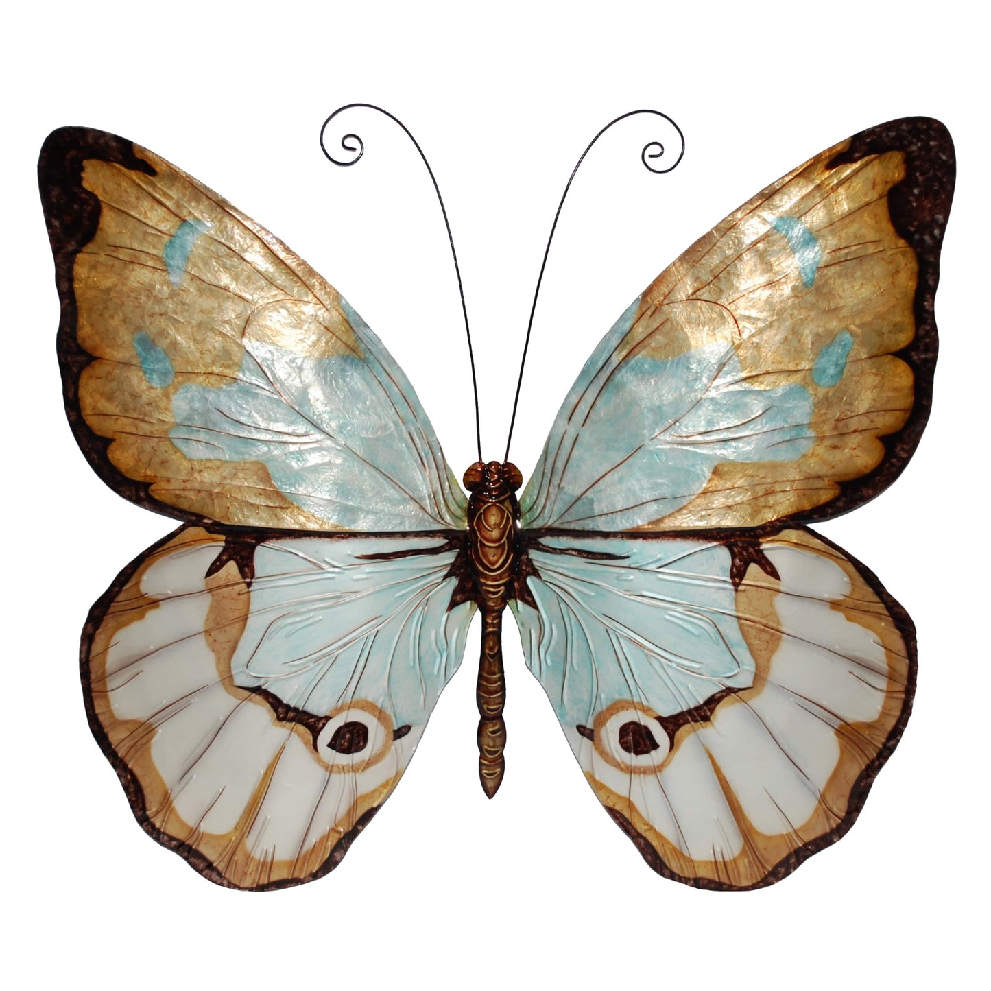Eangee Home Design - Butterfly Wall Decor Copper With Aqua Large,In/Outdoor