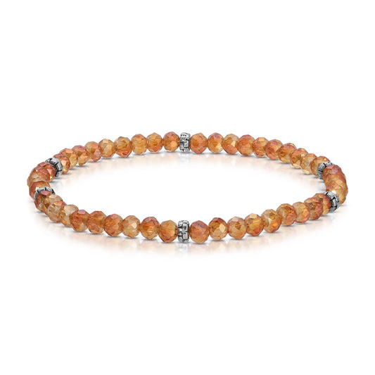 My Fun Colors - Mini Crystal Beaded Stretch Bracelet | So Many Great Colors!: Apricot ab+Silver Accent (MC408S)