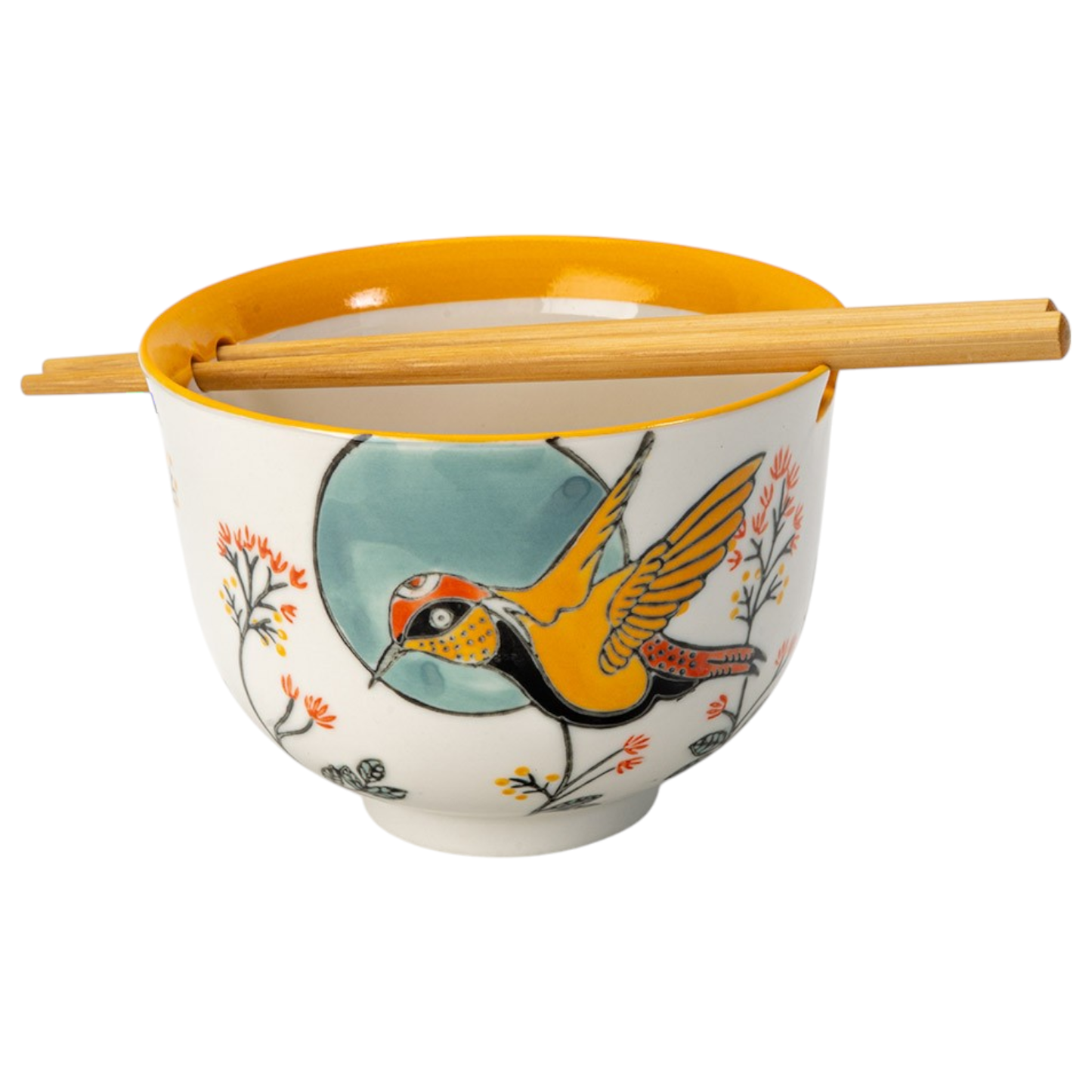 Urban Tokyo - 18oz 5"D Donburi Bowl With Chopsticks Set Hummingbird (4/16)
