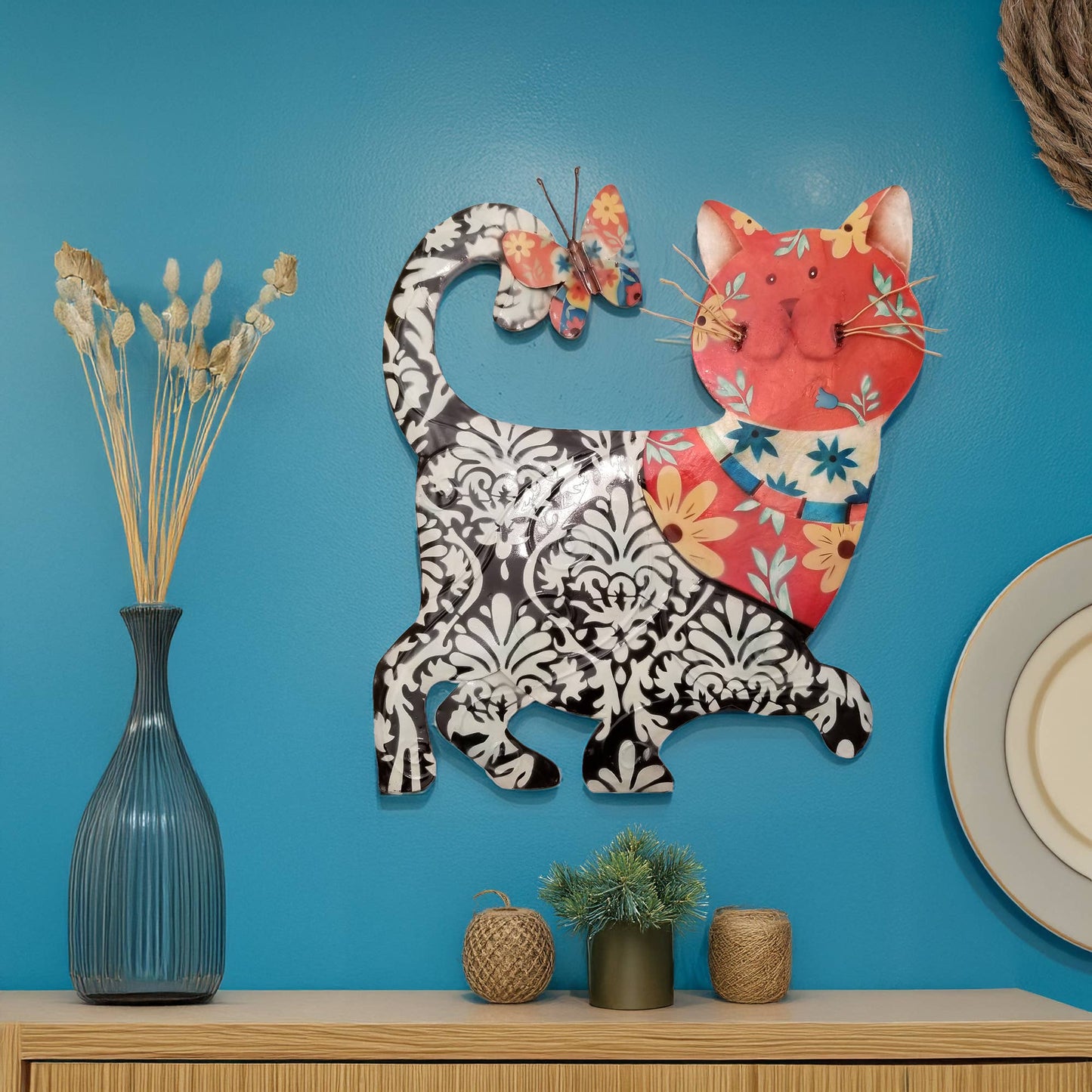 Eangee Home Design - Cat Wall Decor Black And Red, Capiz & Metal, Outdoor Safe