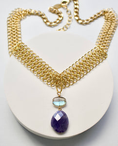 a.v. max - Mesh Necklace w/Semi: Pearl