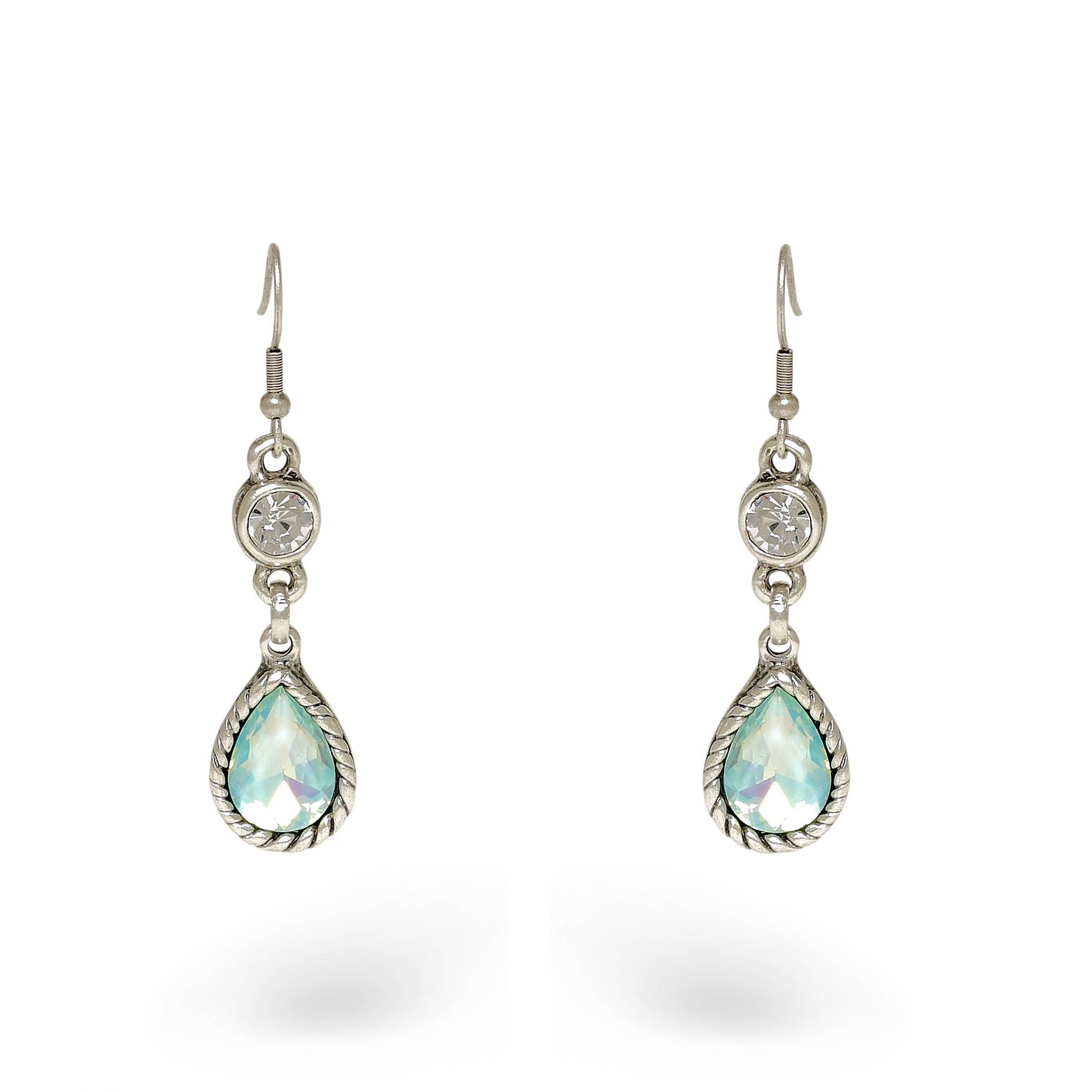 Chanour - Handmade Pewter Earrings With Green Opal - 1957Green