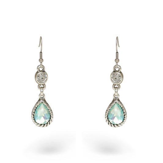 Chanour - Handmade Pewter Earrings With Green Opal - 1957Green