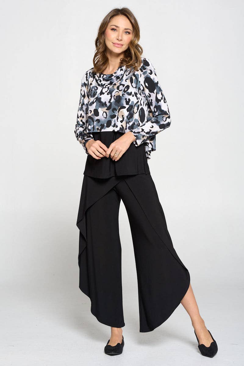 Focus Fashion - Asymmetrical Hem Wrapped Pant - IT134: Steel / Large