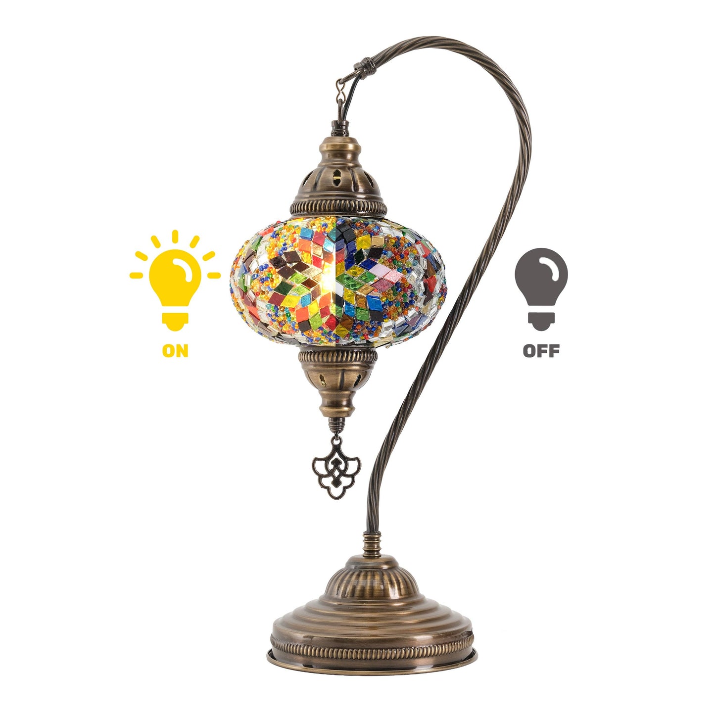 Mozaist LLC - Mozaist Handmade Turkish Mosaic Swan Table Lamp Multicolor