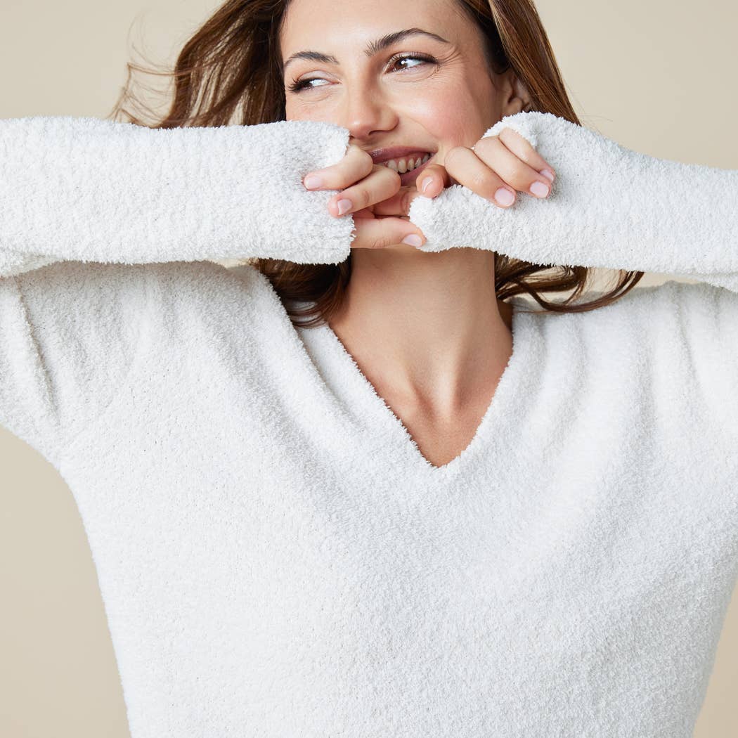 Softies - Solid Marshmallow V-Neck Lounge Set: Grey / XL