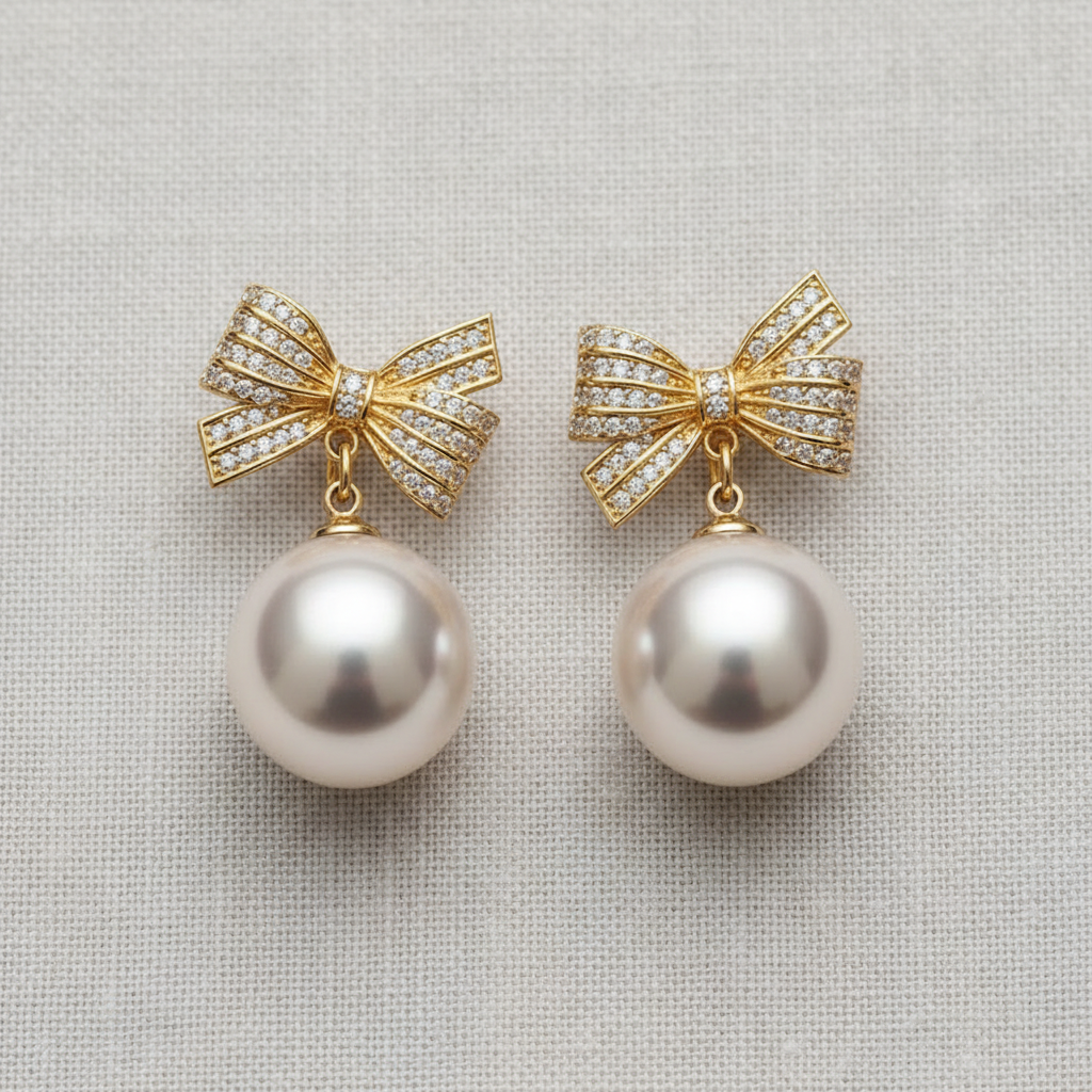 camilla dovey - Geometric Bow Cubic Zirconia Stud Earrings