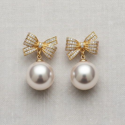 camilla dovey - Geometric Bow Cubic Zirconia Stud Earrings