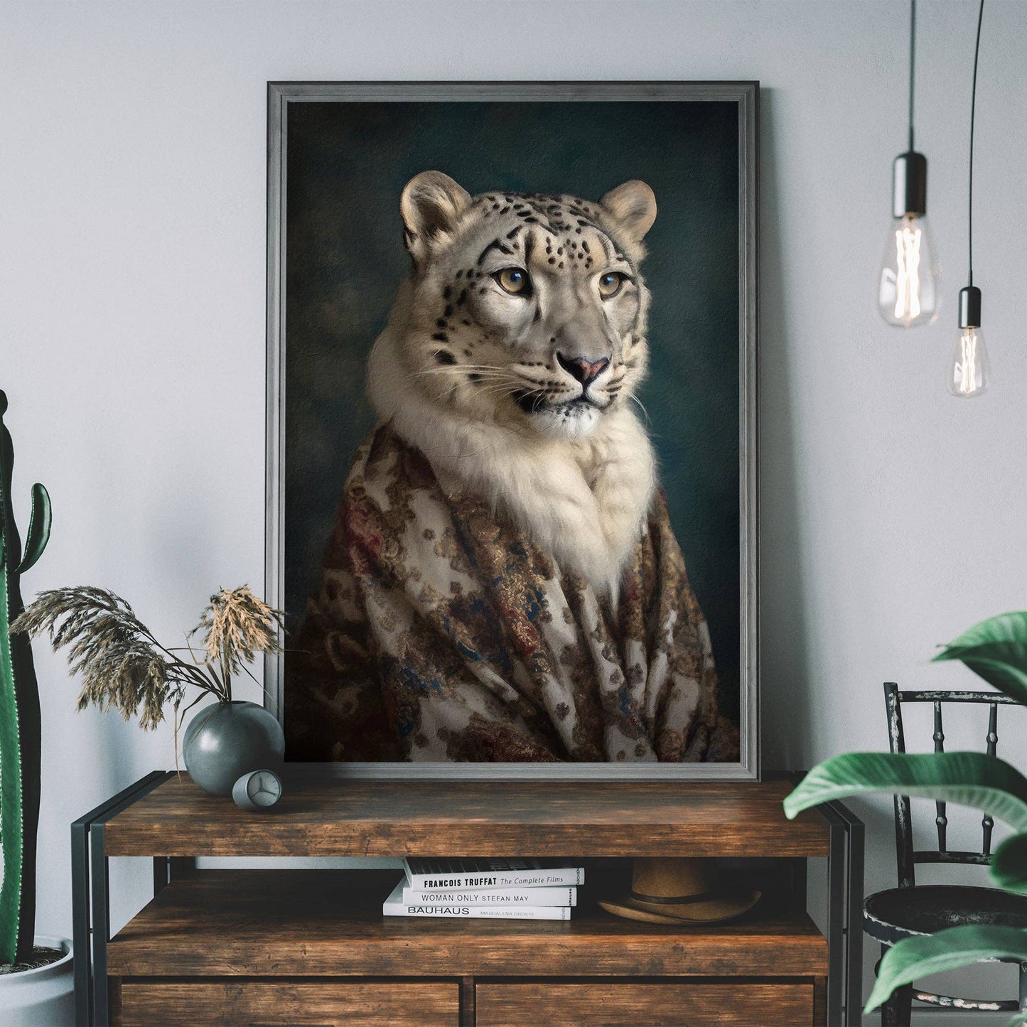 Ink & Drop - Snow Leopard 1 Animal Portrait Print: 11 ¾ x 15 ¾ in | 30x40 cm / Matte
