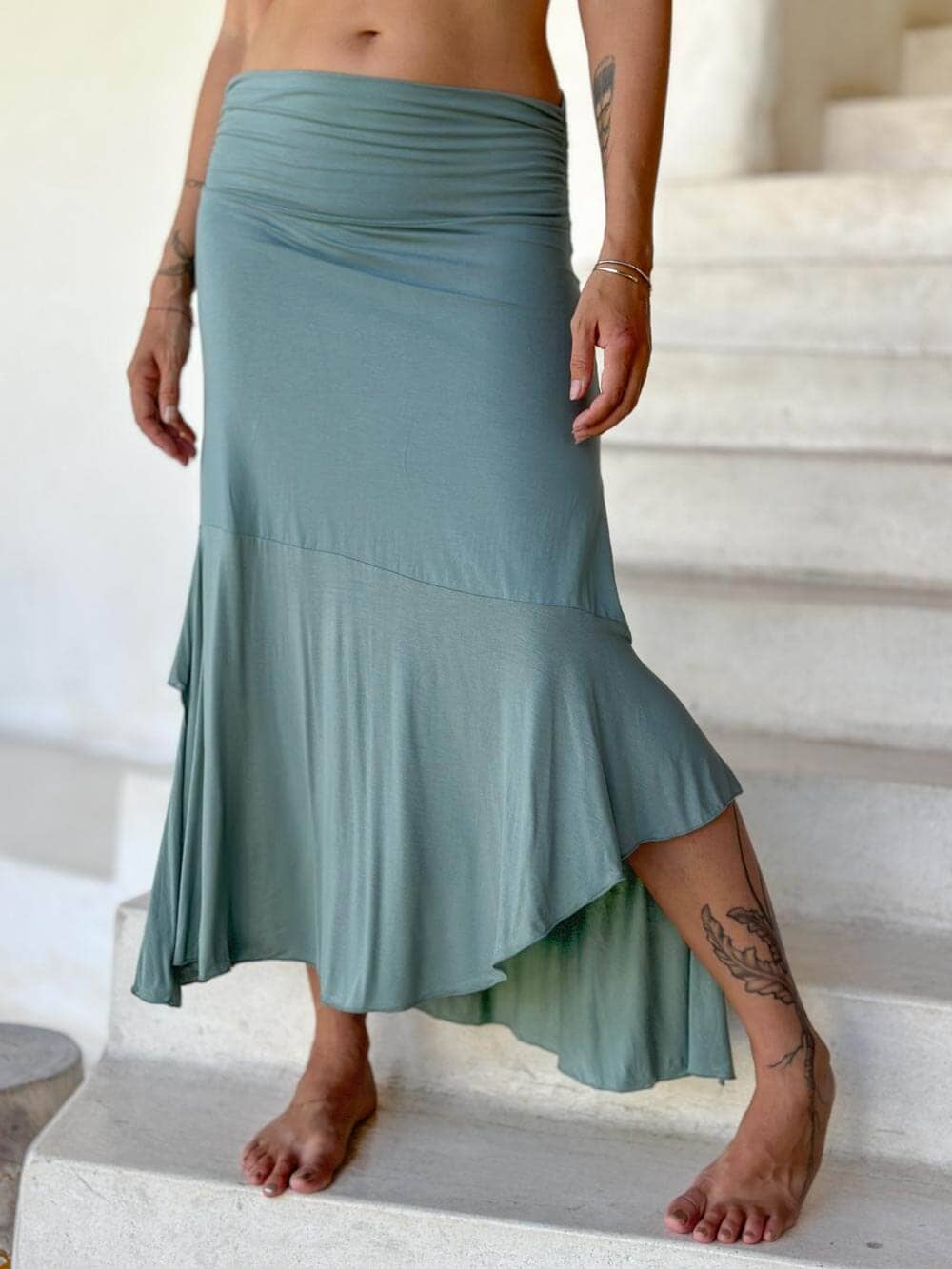 CARAUCCI - Asymmetrical Convertible Skirt: Navy / L