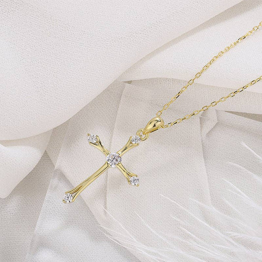 Perimade & Co. LLC - Dainty Cross Charm Pendant Necklace in 925 Sterling Silver: Gold