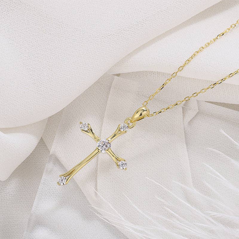Perimade & Co. LLC - Dainty Cross Charm Pendant Necklace in 925 Sterling Silver: Silver