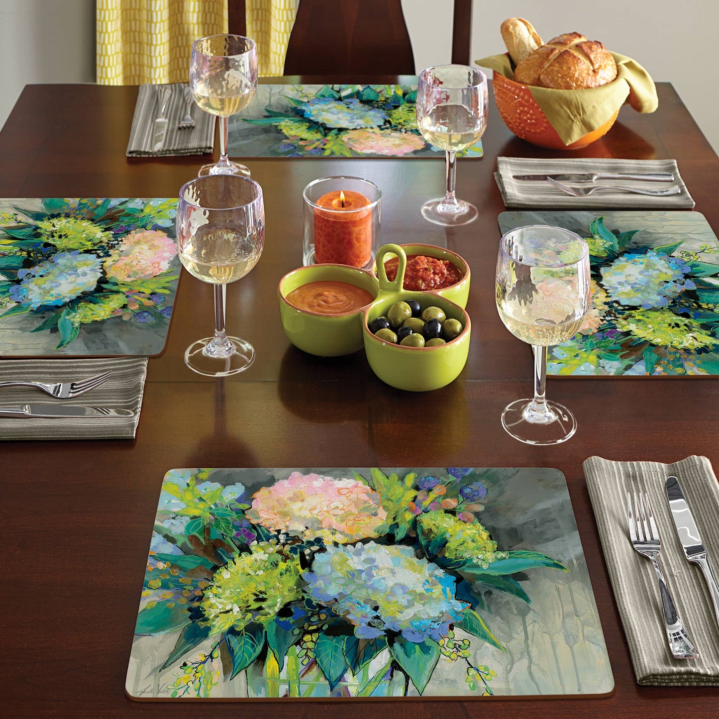 CounterArt/Highland Home/Thirstystone/CoasterStone - Cala Home Garden Hydrangeas Decorative Hardboard Placemats