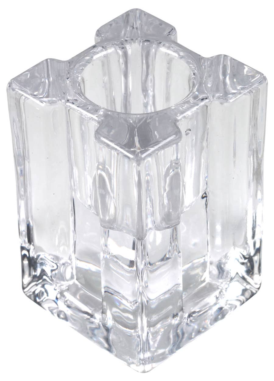 Twilight Collection - Geometric Glass Candle Holders | Clear: Small