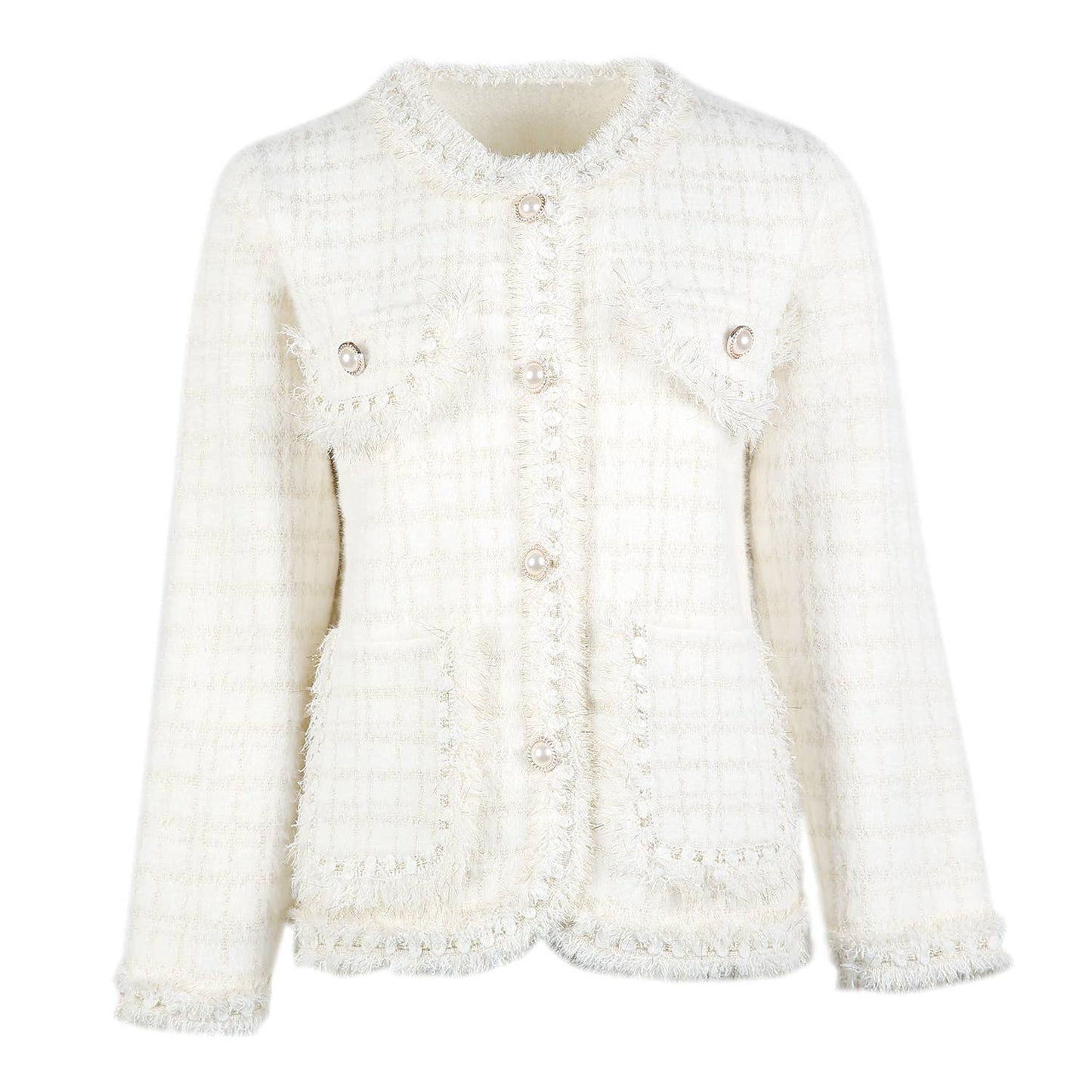 PEACH ACCESSORIES - SD187 Tweed soft cardigan: Black