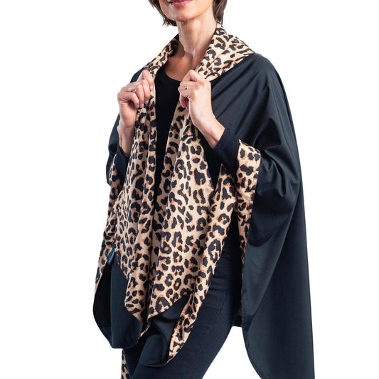 RainCaper - Black and Leopard Rain & Travel Cape