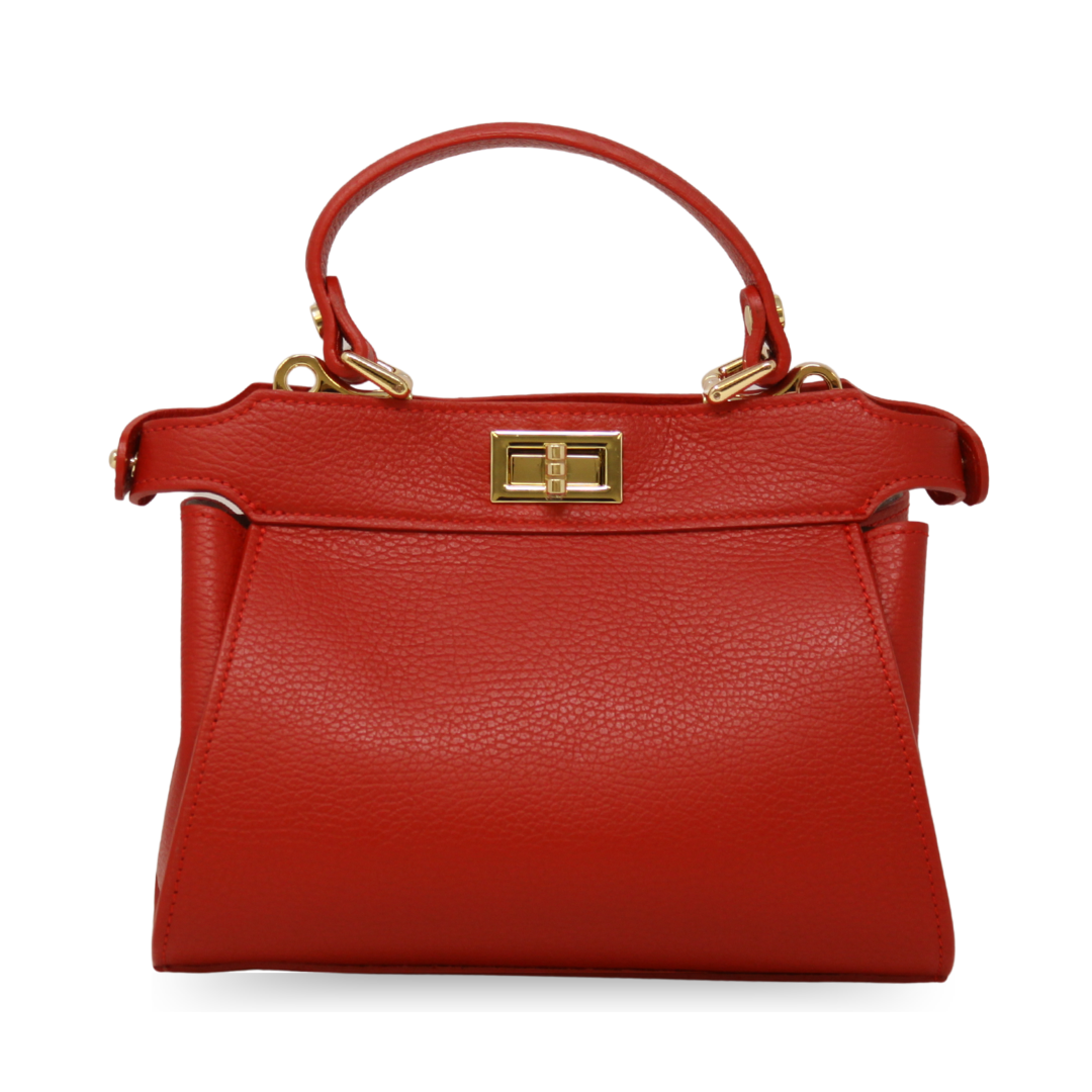 German Fuentes Handbags - GF0823 GENUINE ITALIAN LEATHER HANDLE AND CROSSBODY BAG: CAMEL