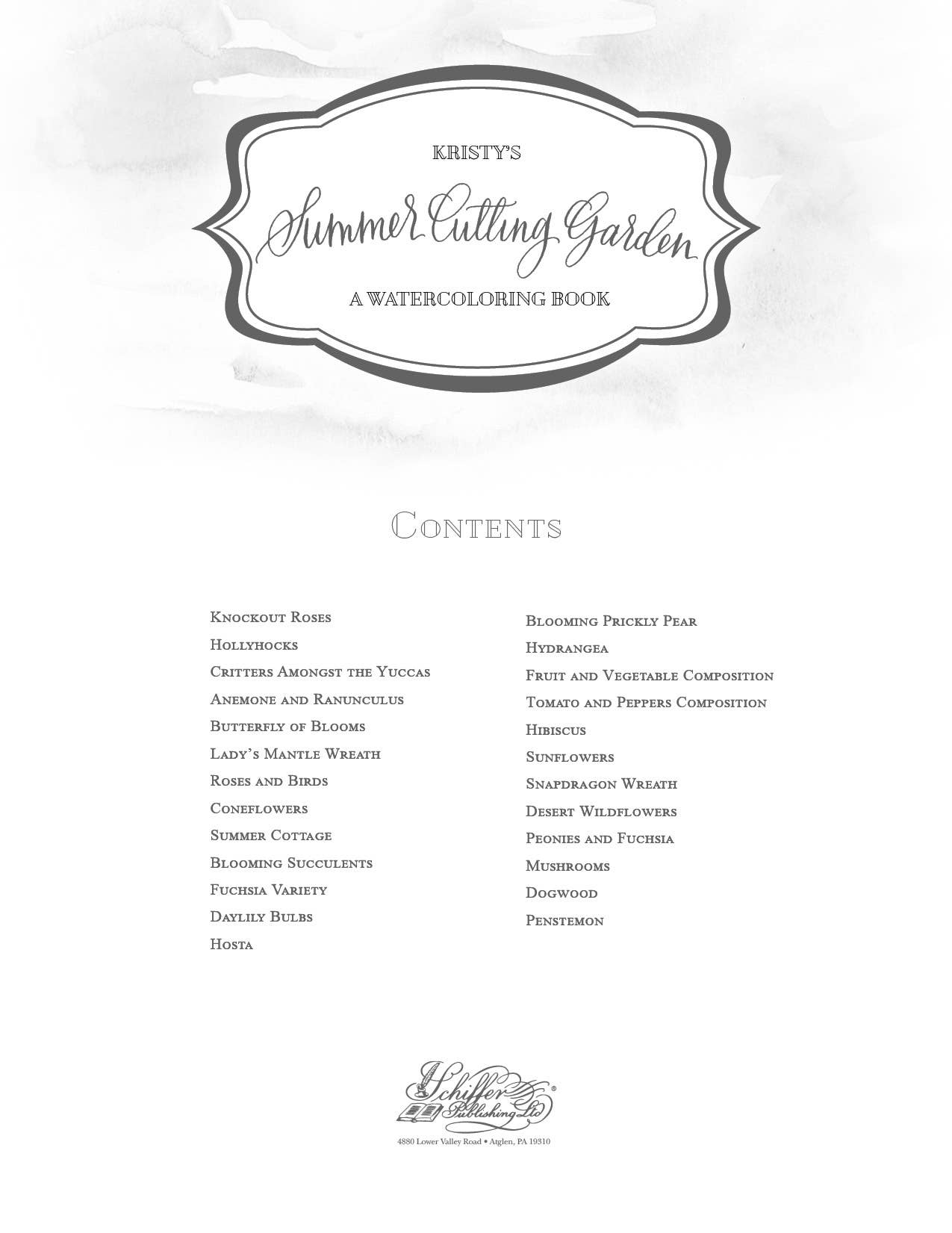 Schiffer Publishing - Kristy's Summer Cutting Garden: A Watercoloring Book