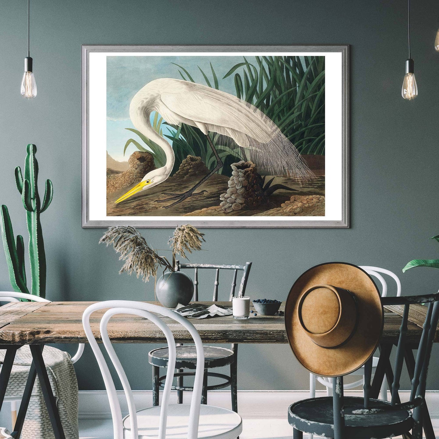 Ink & Drop - White Heron vintage print: 11 ¾ x 15 ¾ in | 30x40 cm / Matte