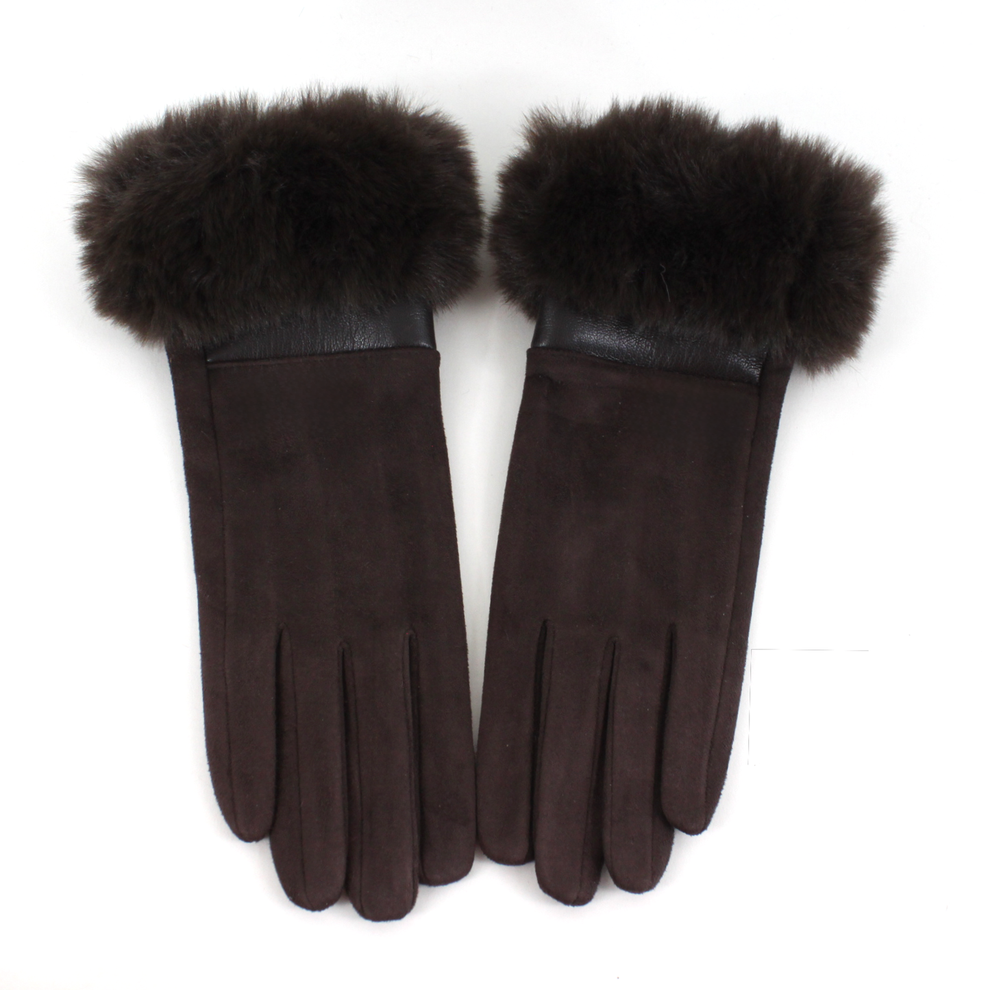 Pretty Persuasions - A25014 Suede-Like Gloves w/Faux Fur: 11 Wine