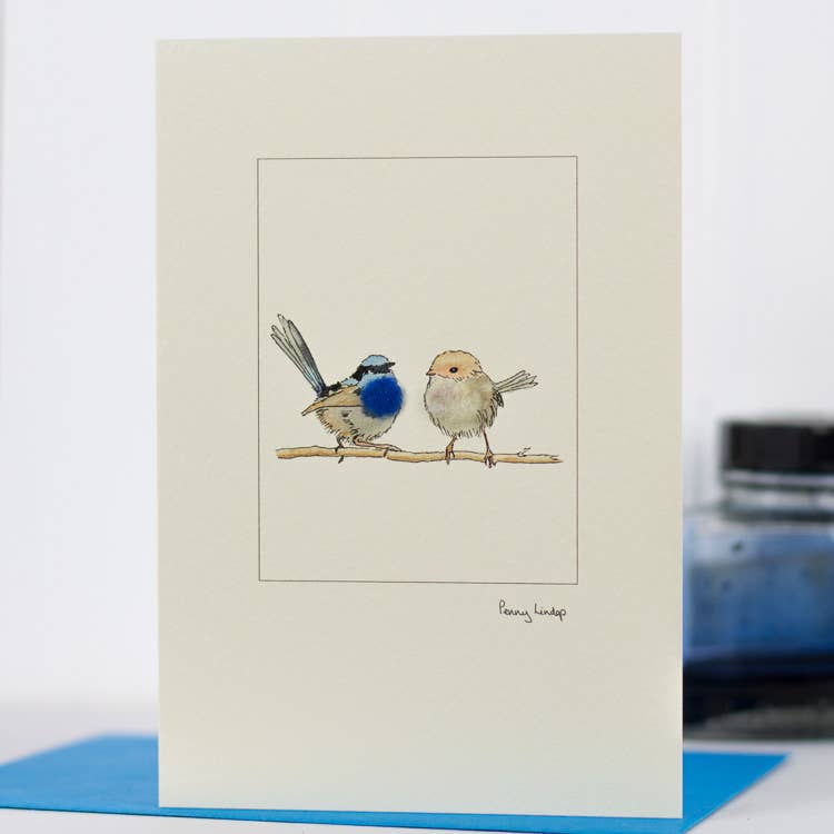 Papersheep UK - Blue Wren Bird Greeting Card | Everyday Greeting Card | 3D