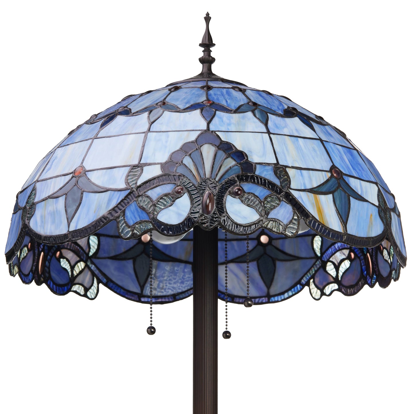 River of Goods - 64"H Allistar Stained Glass Bowl Candlestick Floor Lamp