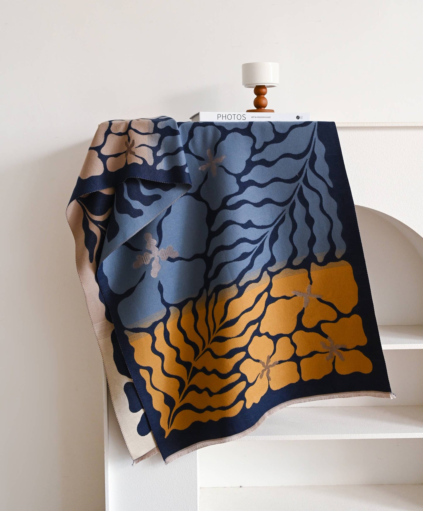 Winding River - Blue / Camel Marsh Fern Reversible Wrap