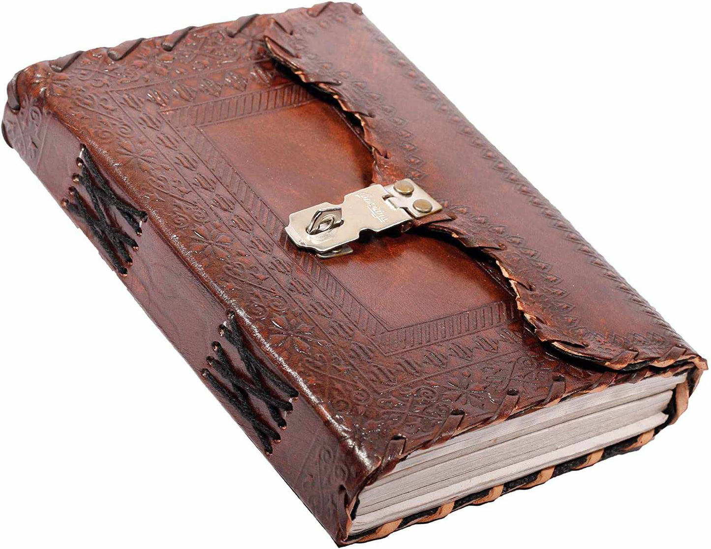 Tuzech Leather - TUZECH Leather Journal for Men and Women Leather Diary to Write Poems,Sketchbook, Record Keeping Notebook Personal Memoir with Lock and Key - Unlined 7 Inches: Brown