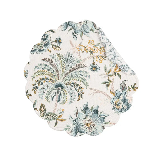 C&F Home - Braganza Teal Floral Round Placemat