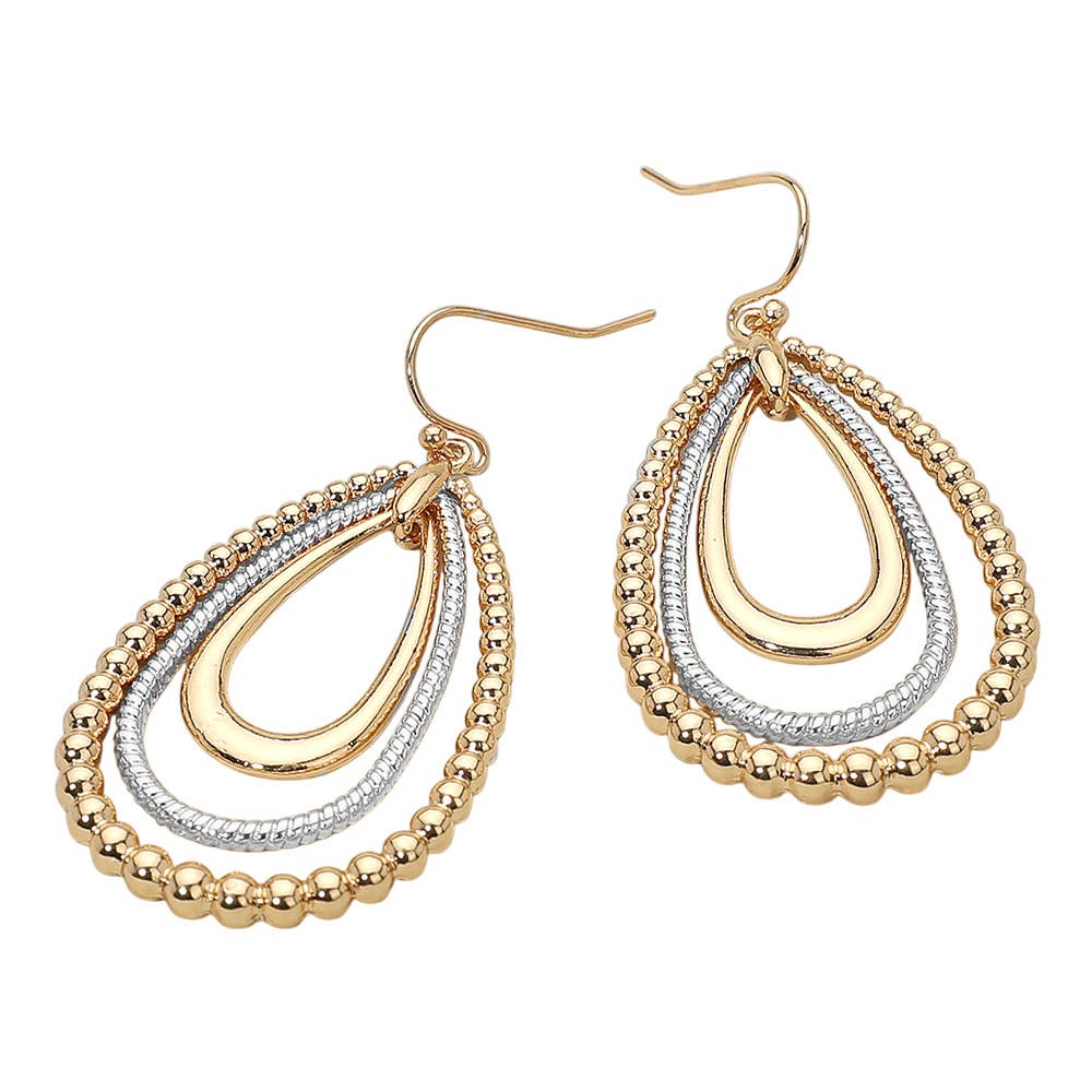 Sensibling Corp. - Metal Bubble Layered Teardrop Dangle Earrings: Gold