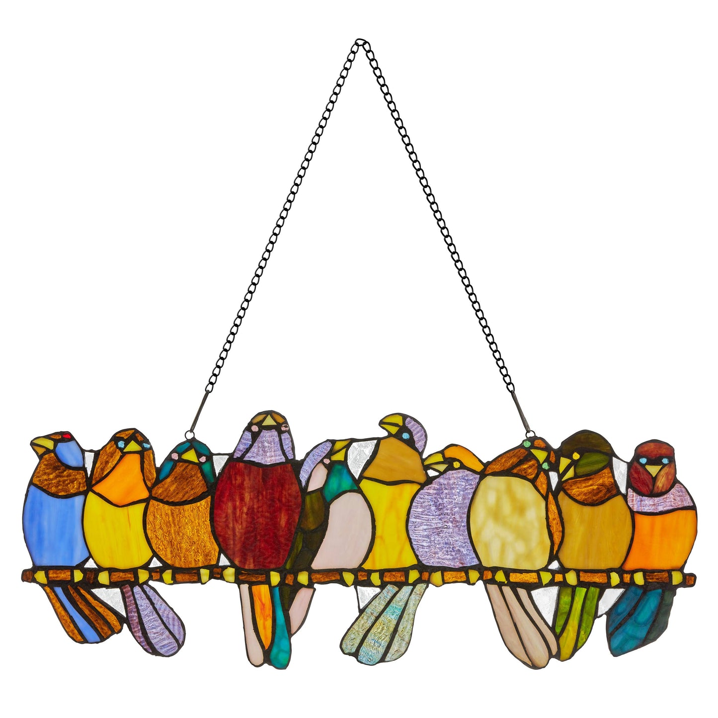 River of Goods - 9.5"H Marisol Multicolor Birds Stained Glass Window Panel