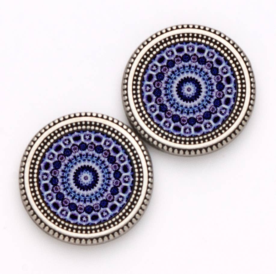 MagneButton - Blue Mandala Image Magnet Button Pin Set
