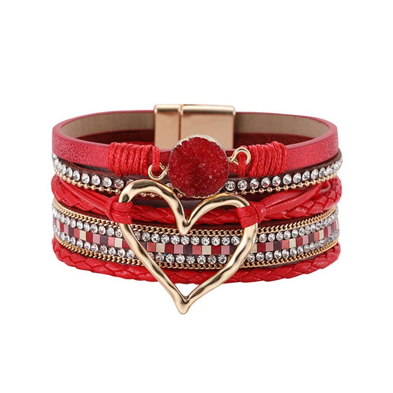 Mio Queena - Multi-Layer Heart Charm Bangle Bracelets - BJ/LB: Blue
