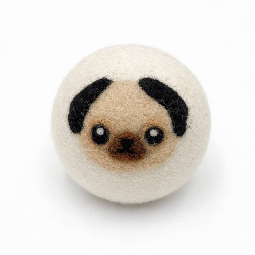 Ethical Global - Dogs: Eco Wool Dryer Balls Fair Trade: Pug