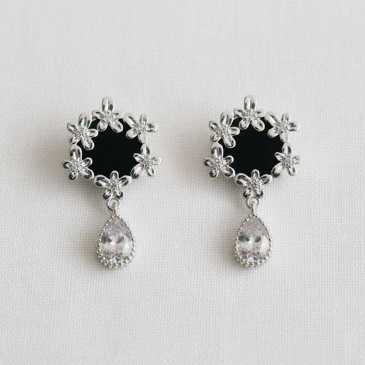Ellemadera - Floral-Inspired Zirconia Drop Earrings