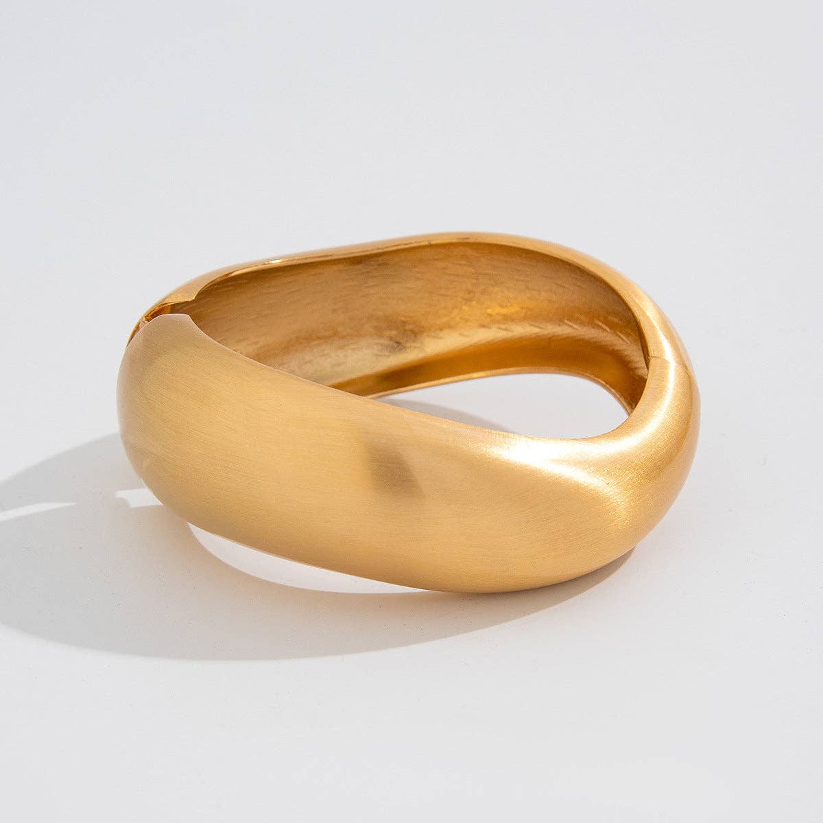 Dipped Shop - Minimalist Matte Wide Irregular Bangle Bracelet DP25D713: Gold / 02