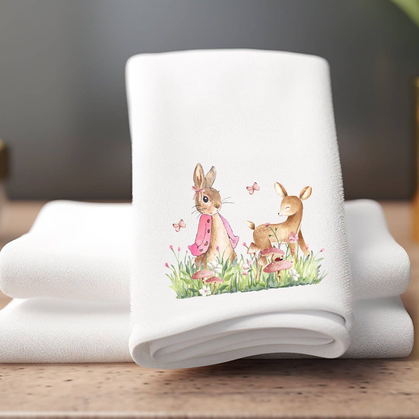 Fernville Creations - Bunny & Deer Easter Fingertip Towel and Hostess Gift
