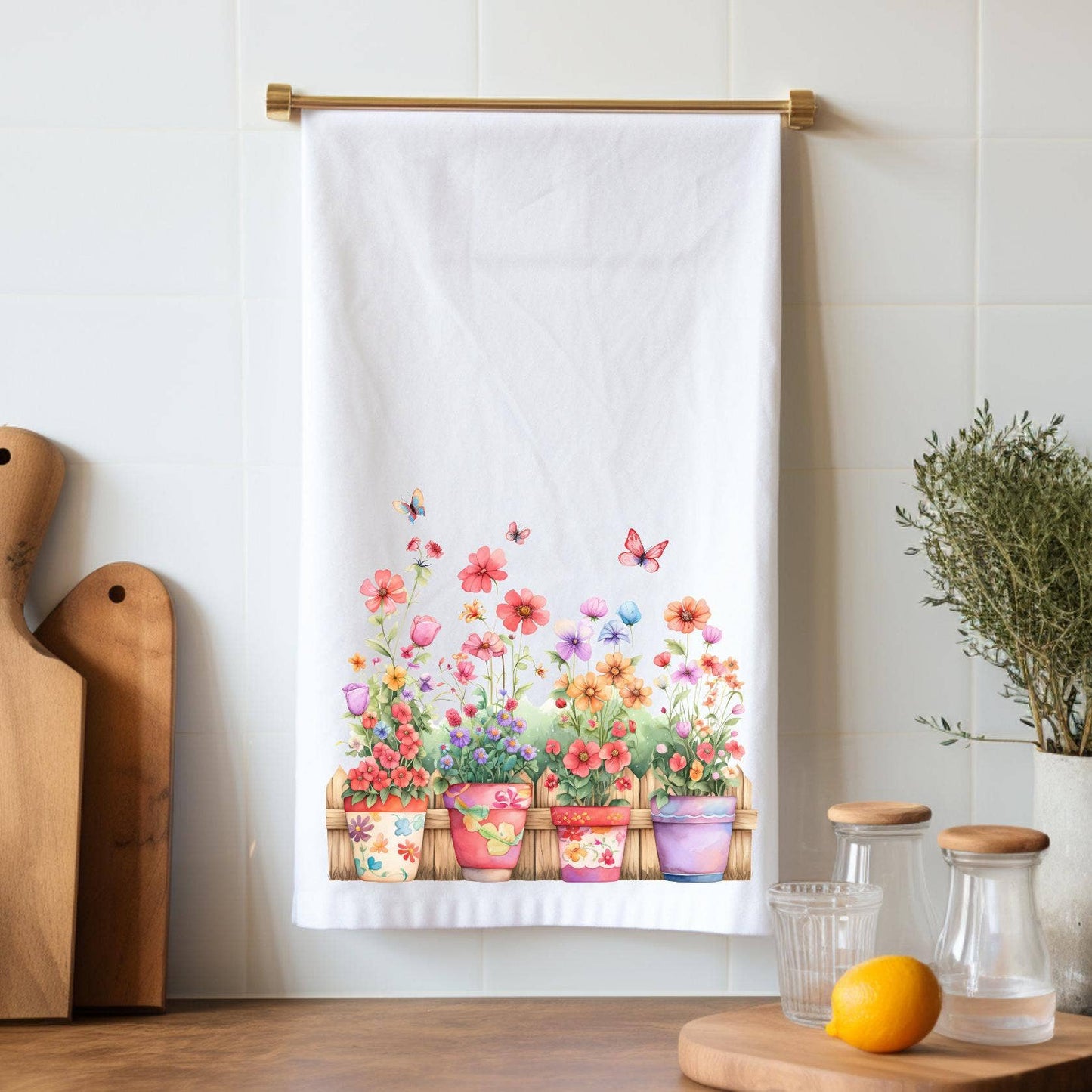 Fernville Creations - Floral Pastel Kitchen Tea Towel, Durable Hand Towel, Gift
