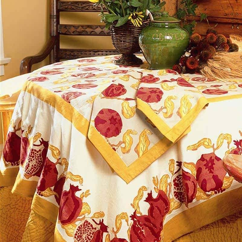 Couleur Nature - Pomegranate Yellow & Red | French Tablecloths: 70" Round