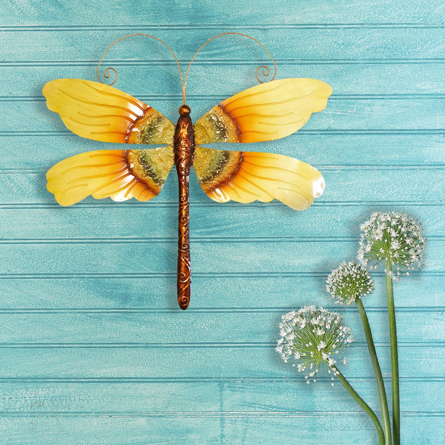 Eangee Home Design - Dragonfly Wall Decor Sunflower, Metal, Indoor / Outdoor