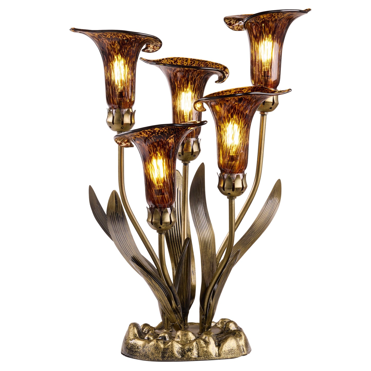 River of Goods - 20" Hand-Blown Glass 5-Light Calla Lily Uplight Table Lamp