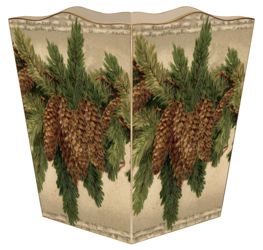Marye-Kelley - WB2609 - Vintage Pinecone Wastepaper Basket: Scalloped Top