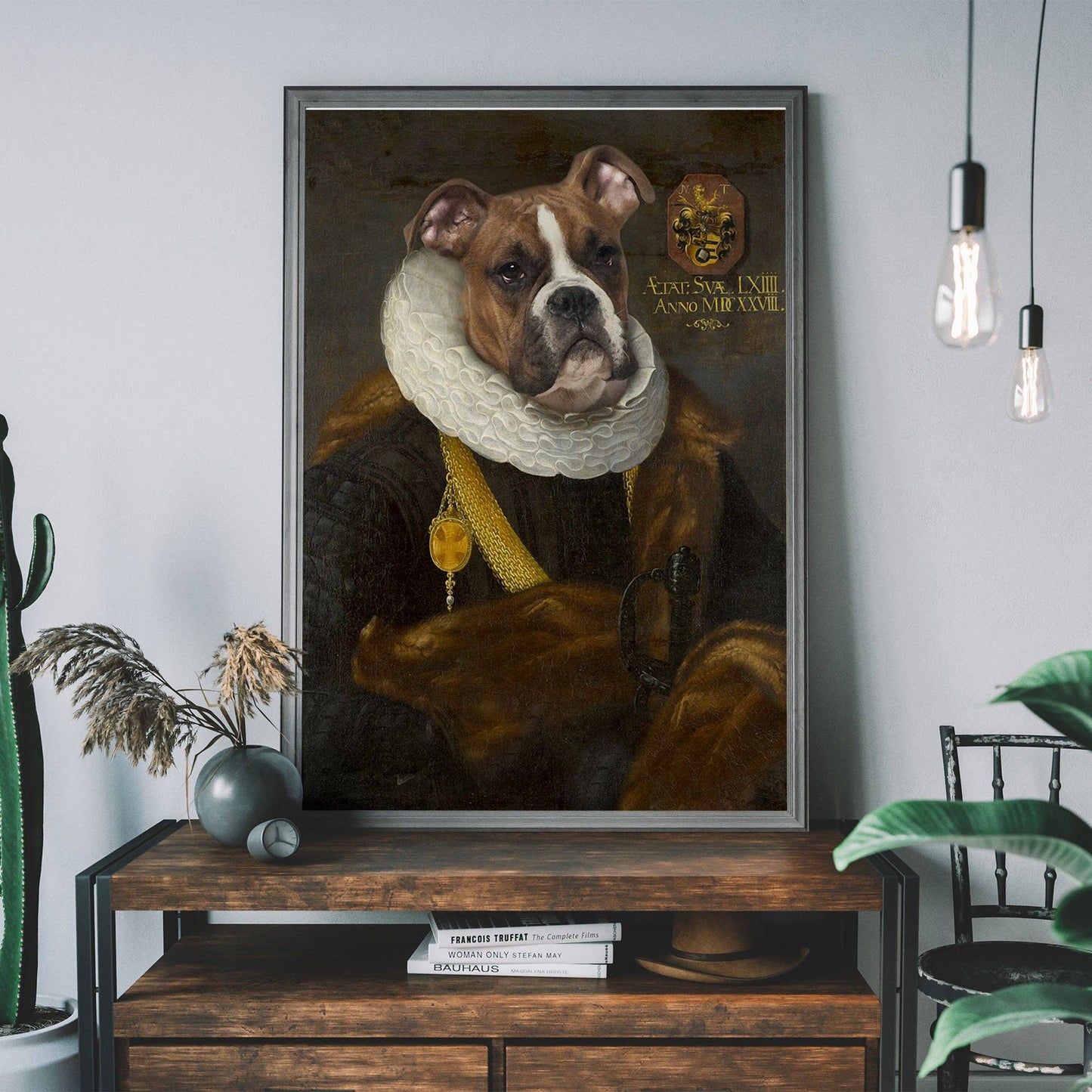 Ink & Drop - Renaissance Boxer Dog Print: 11 ¾ x 15 ¾ in | 30x40 cm / Matte
