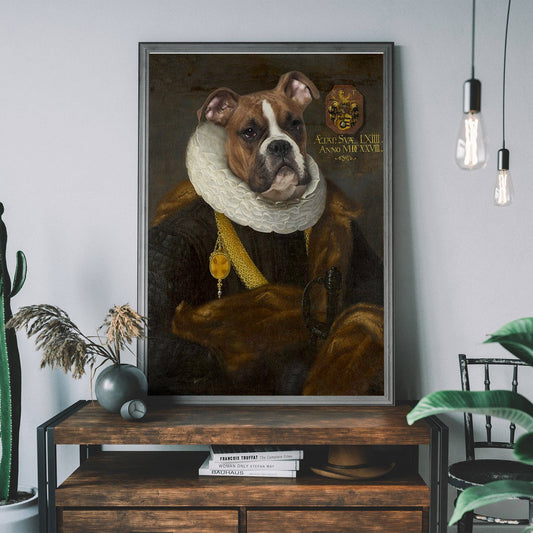 Ink & Drop - Renaissance Boxer Dog Print: 11 ¾ x 15 ¾ in | 30x40 cm / Matte