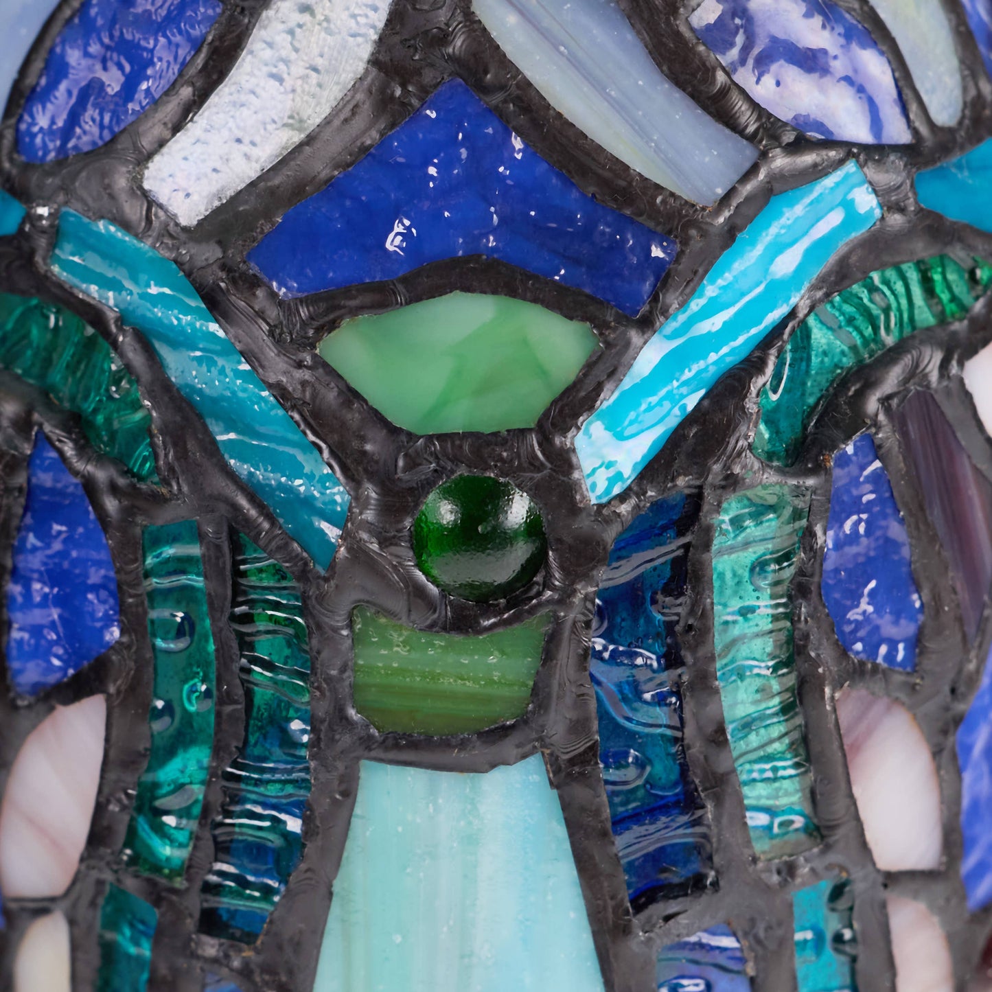 River of Goods - 24"H Double Lit Teal Tiffany Style Stained Glass Table Lamp