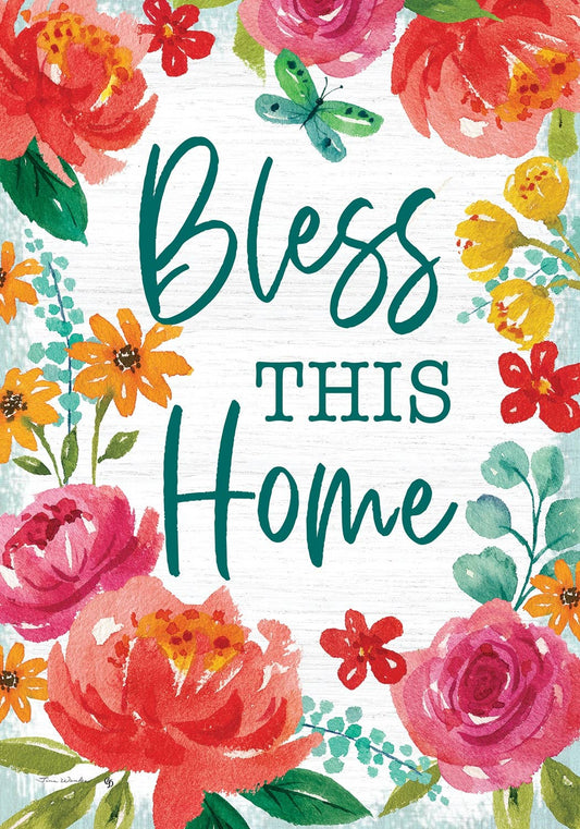 Custom Decor - Blessed Floral-Flag by Tina Wenke - 12” x 18”
