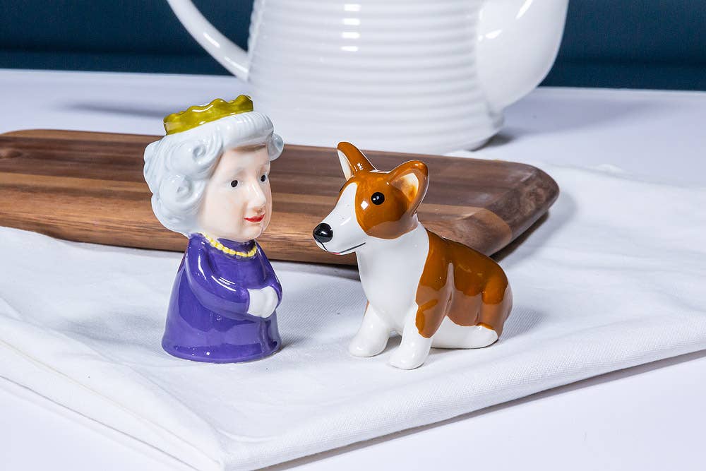 Abbott - Queen and Corgi Salt & Pepper-3.5"H